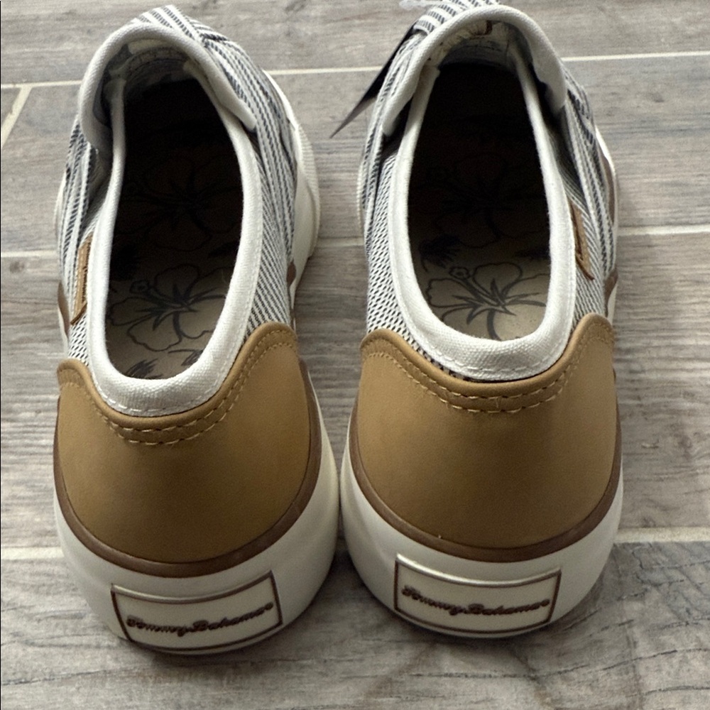 Tommy Bahama Black and White Striped Slip-On Shoes - Picture 3 of 5
